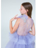 Purple Enchanting Multi-layered Tulle Flower Girl Dress